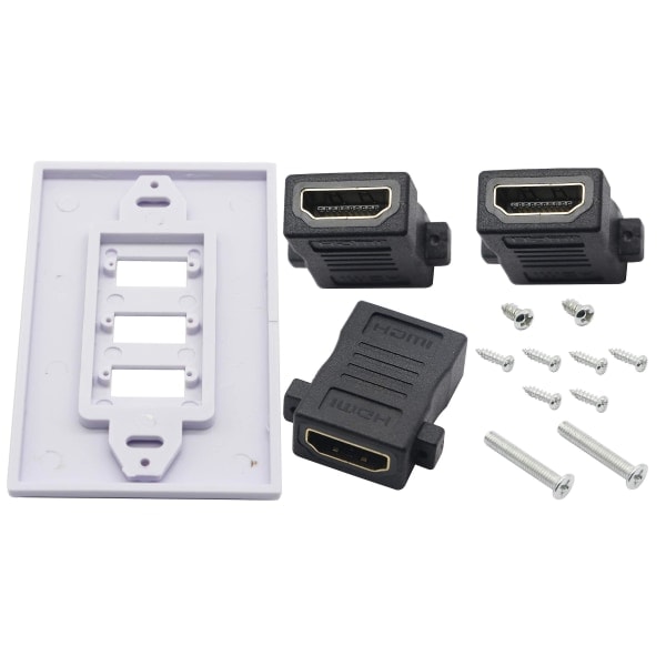 3-Porttinen HDMI 2.0 Seinälevy Komponentti HDMI Komponentti Komposiitti Audio Seinäkiinnityspistorasia, Tukee Täydellisesti 4K 60Hz 1080P (3 HDMI)