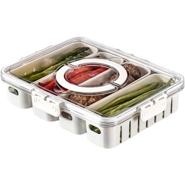 Delad serveringsbricka med lock som snacksbox med 8 eller 4 fack, bärbar snacksbricka, transparent avtagbar tallrik