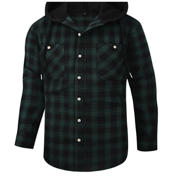 Miesten Ruudullinen Paita Pitkähihainen Taskuilla Napitettava Miesten Ruudullinen Paita Takki Flanellipaita Green XL