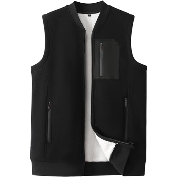 Svart vinterfleece cargo coat fritidsvest /XL black XL