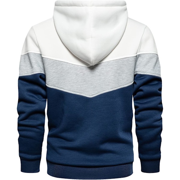 Herre Fleece Hoodie Genser Casual hettegenser Kontrastfarge Topp med Kanga Lomme 90white L