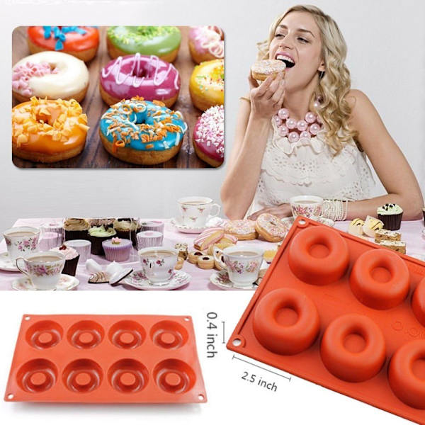 2 kpl silikonidonutssi-muottisarjaa, tarttumattomat lämmönkestävät pannut (8 onteloa ja 18 onteloa)