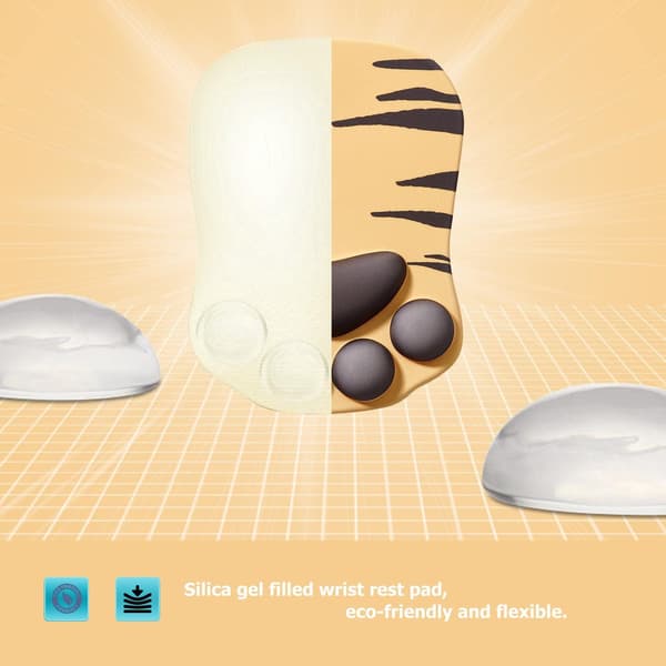 Musematte med kattepote, ergonomisk musematte, musematte i silikongel, søt musematte, Kawaii musematte, for hjem/kontor/spilling, musematte grønn og gul Grey & Black