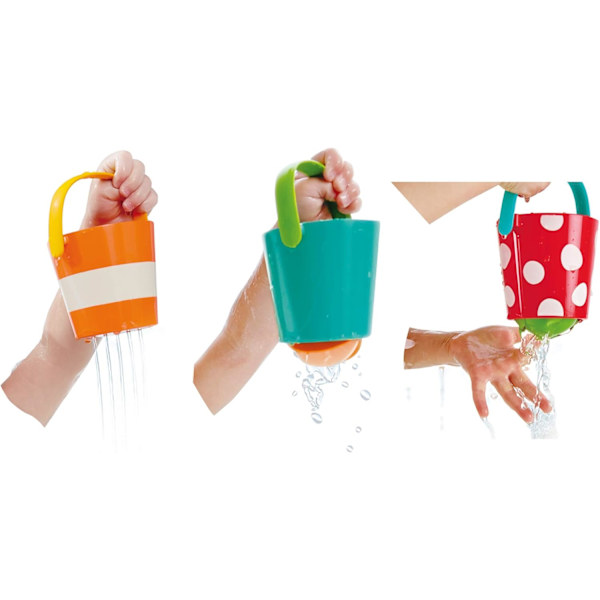 Happy Buckets Sæt | Tre vandhjul badelegetøj til småbørn, flerfarvet