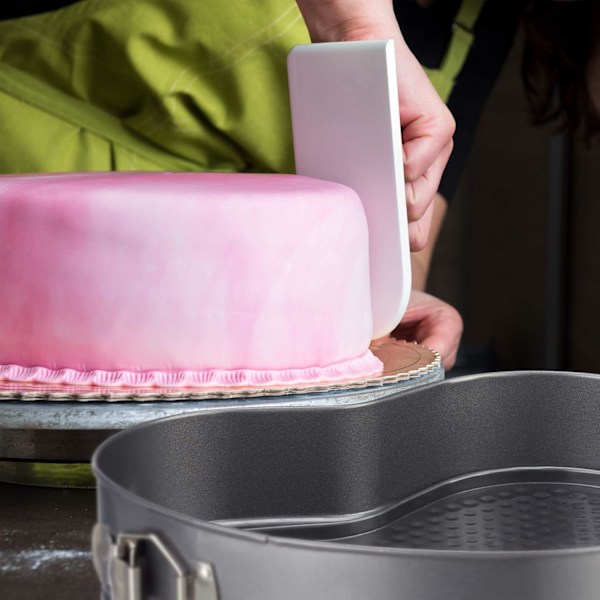 Kageform, hjerteformet, sæt med 2 bageforme, non-stick, kulstofstål, antracit