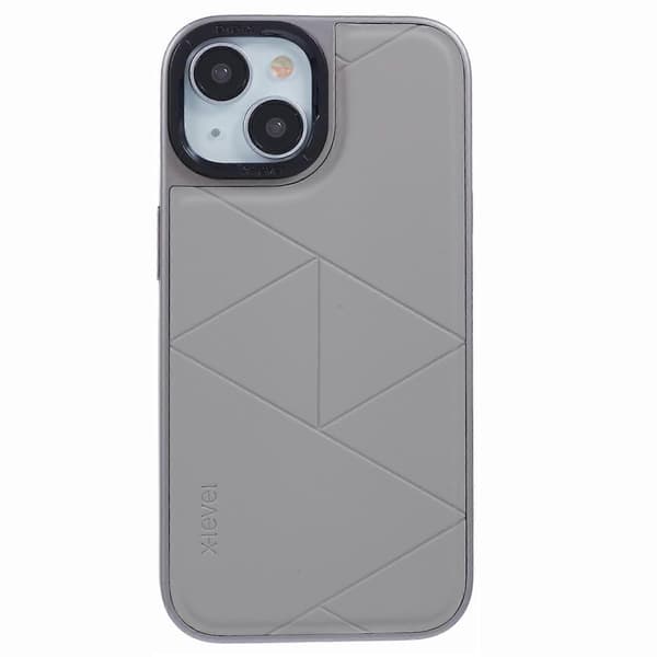 Stødsikkert geometrisk PU læder bagcover til iPhone 15