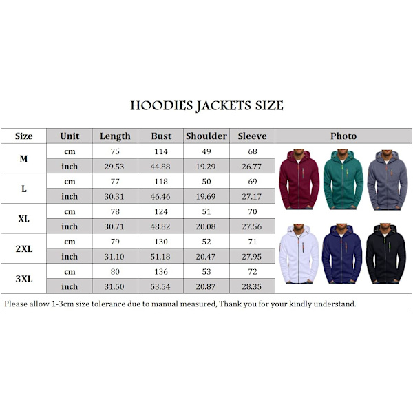 Herre hettegensere Sweatshirt Jakker Glidelås Opp Lette Jakker 1 Navy M