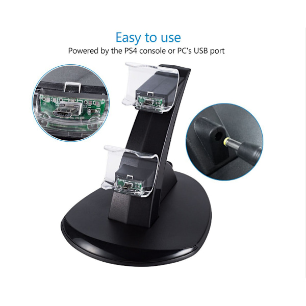 Egnet til PS4, PS4 Slim, PS4 Pro spilcontroller oplader trådløs controller blåt lys fly dobbelt opladning controller opbevaringsbeslag oplader