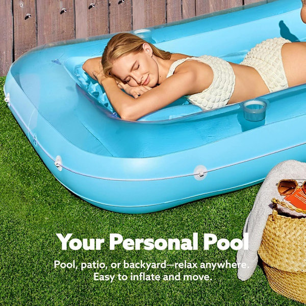 YATOUT Joy Stor Uppblåsbar Flytande Solstol för Pool, Solsäng, Uppblåsbar Solmadrass, Kan Användas Utomhus, Trädgård, Bakgård Transparent blue