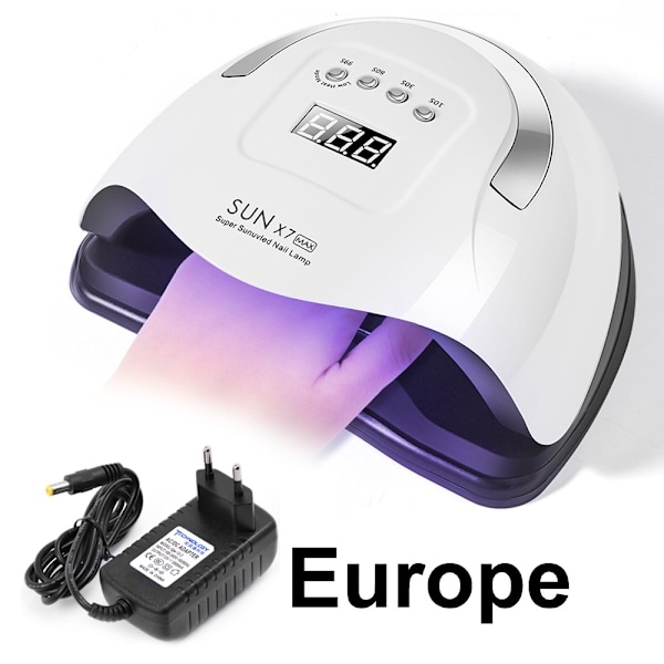 180W Nageltorkare, UV LED - Nagellamp, Bärbar Nagelverktyg med 4 Timrar, Smart Sensor, LCD Digital Display, 57 LED-pärlor, Snabbtorkande Lampa