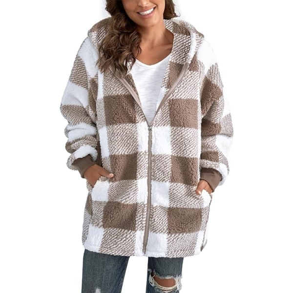 Khaki XXL langærmet plaid overfrakke khaki XXL