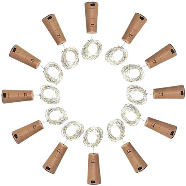 12 flaske lys, vinflaske korklys, 2 meter 20 lys, knapbatteri LED lys julepynt vinflaske lysstreng color