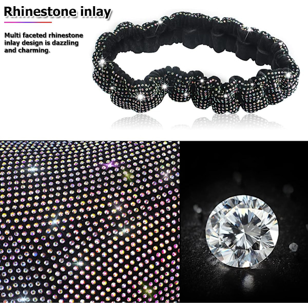 Bling speildeksel, elastisk plysj auto bakspeilbeskytter, med skinnende rhinestones krystalldekorativ Black