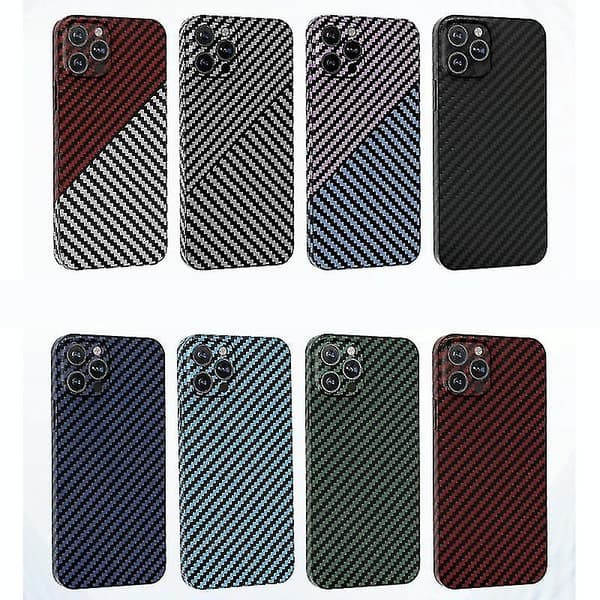 Til Iphone 14 Kulfibertekstur PC Telefon Cover (sort rød)