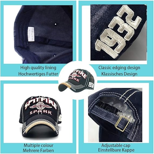 Kulunut baseball-lippis miehille Vintage Trucker Hat Men Cotton Embroidered Snapback Casual Baseball Cap Unisex