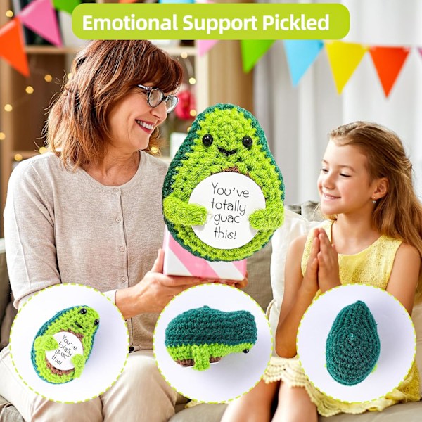 Håndlavet følelsesmæssig støttegave, søde strikkede positive dukker, sjove hæklede legetøj opmuntringsgaver til venner, Valentinsdag, soveværelse, kontor (Avocado)