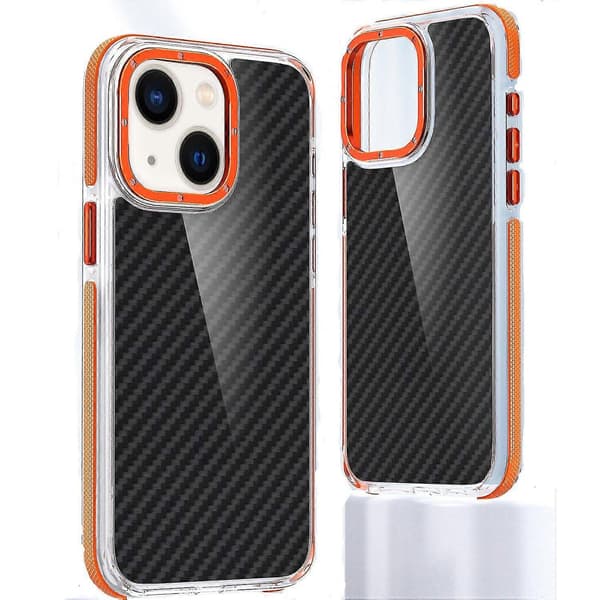 Tofarvet kulfiber telefoncover til iPhone 14 Plus