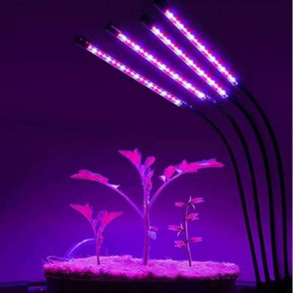 3 färger växtlampa / växtbelysning med flexibel LED-arm, 1-pack, lämplig för växttillväxt. 4 rör 4 tubes