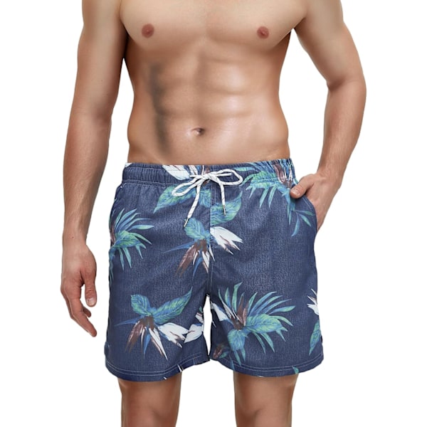 Uimahousut miehille, nopeasti kuivuvat miesten uimahousut, hengittävät boardshorts miehille ja pojille, miesten uimahousut ja -shortsit, verkkokankaisella vuorilla ja taskuilla Tropical Green White XXL