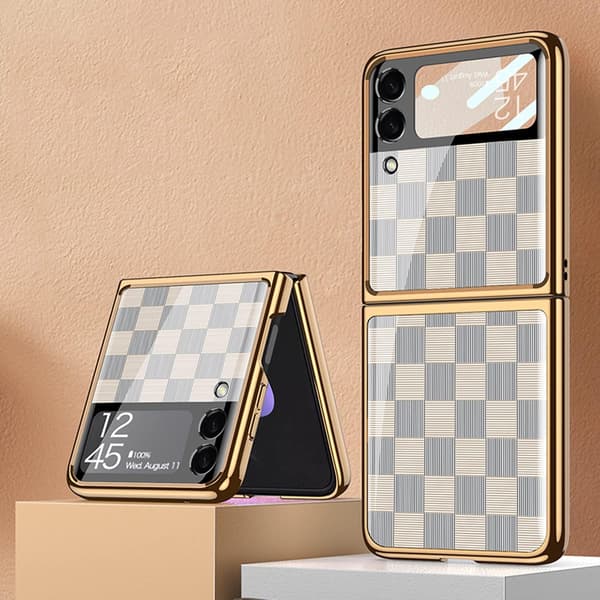 Rutete hvit sammenleggbart deksel for Galaxy Z Flip 3 5G