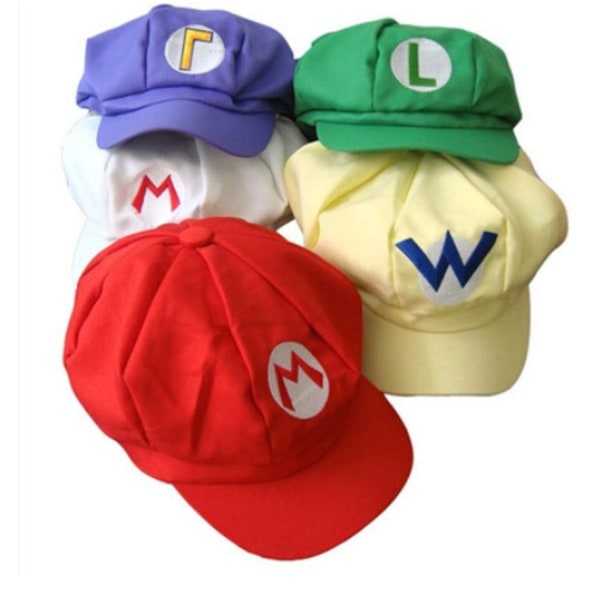 Luigi Bros hatt med bokstavsprintad, rollspelshätt, åttkantig hatt red