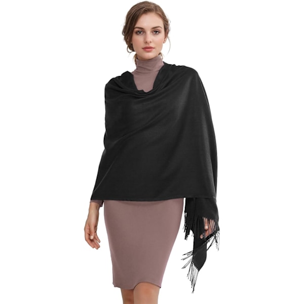 Dames Sjal Pashmina Sjal og Wraps for Bryllup Sjal for Kvinner Vinter Black