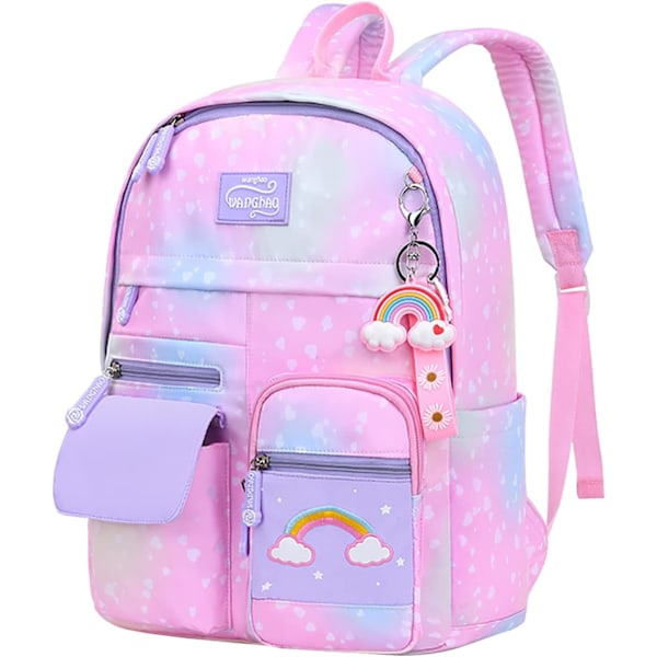 Flickskola Ryggsäck för Flickor, Barnryggsäck för Barn 6-10 år, Flickors Dagisryggsäck, Skolryggsäck Starry Sky Pink