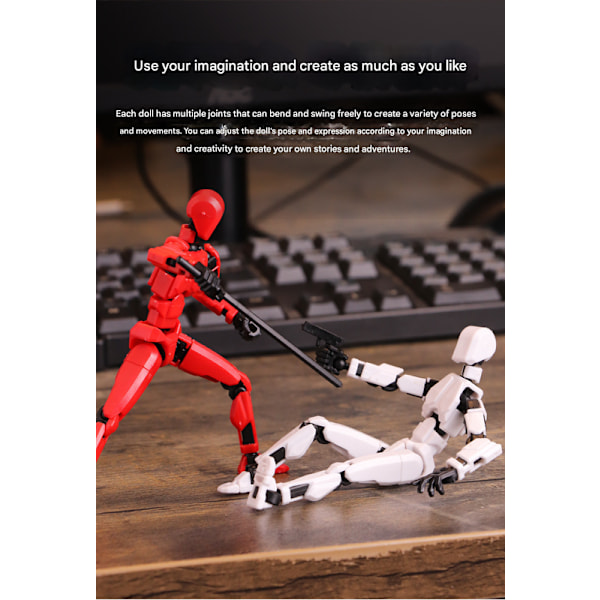 Robotleksaker med flera leder, robotmodeller med flera karaktärer för 3D-utskrift, actionfigurer för skrivbordsdekoration - presenter för spelälskare red