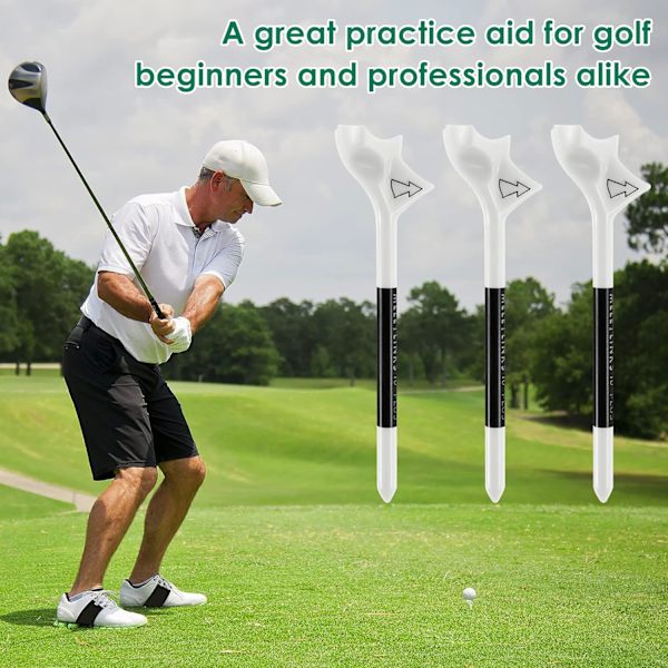 10 stk golfball tee, golf tees bambus 83mm flightpath plast golf tees, 10° lettvekts treningsgolf tee holder