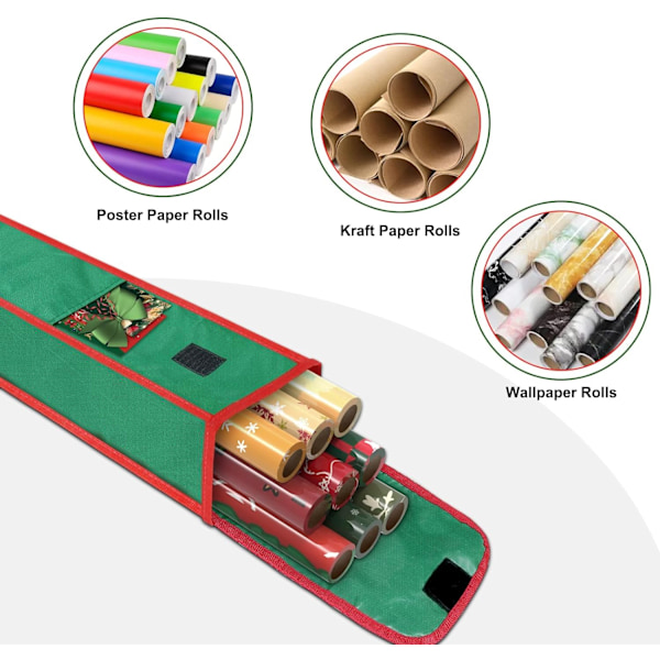 Julegavepapir opbevaringsposer - 2 stk. gavepapir opbevaringsposer 420D Oxford opbevaringsposer, grøn