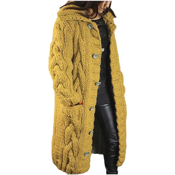 Gul XL storlek cardigan stor tröja kappa för kvinnor yellow XL