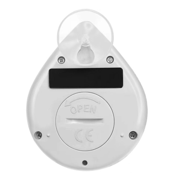 Vattentät duschtimer, digital timer, badrums- och kökstimer, nedräkningstimer med sugkoppshål vit white