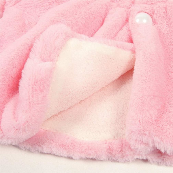 Nyfødt Spædbarn Pige Kunstpels Varm Vinter Hætte Kappe Kåbe Hoodie Frakke Jakke Tyk Varm Tøj Cardigan Ydertøj 0~36 M 6-12 Months White