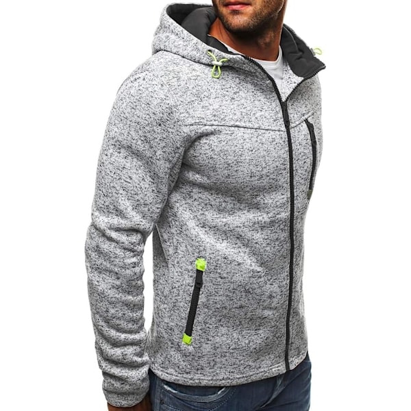 Miesten hupparit, collegepaidat, vetoketjulliset kevyet takit 3 Grey XL