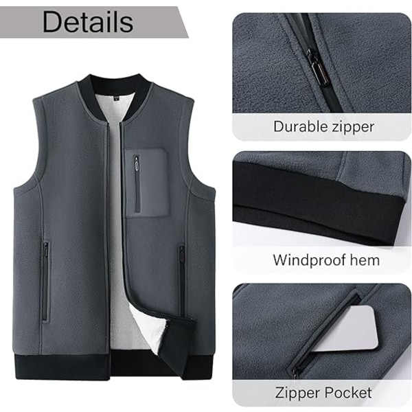 Grå vinterfleece frakke fritidsvest /XL gray XL