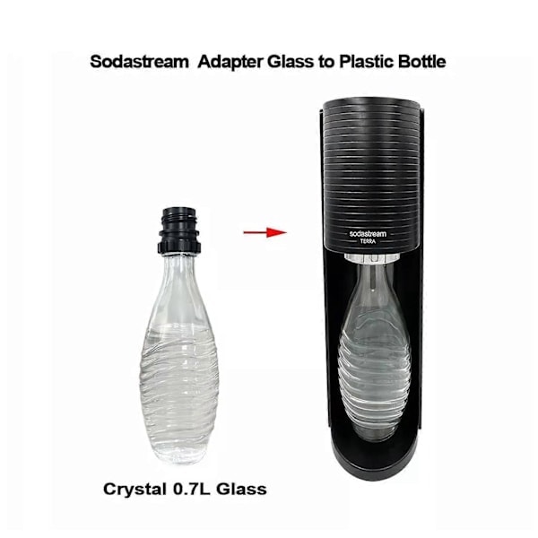 Musta Quick Connect -soodapulloadapteri SodaStream Crystal 0.7L lasipullolle js