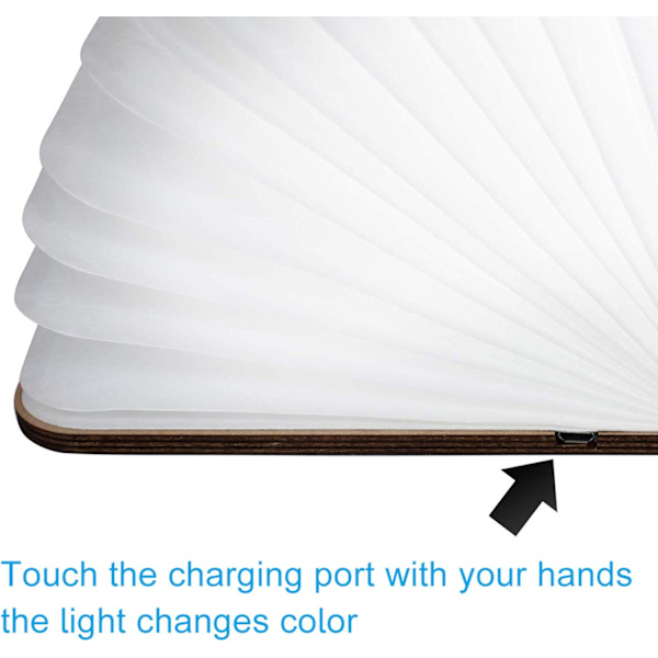 LED Boglampe, USB Genopladelig Boglampe, 360° Foldbare Trælamper, 5 Farver, Bærbar Dekorativ Lampe, Mini Sengelampe