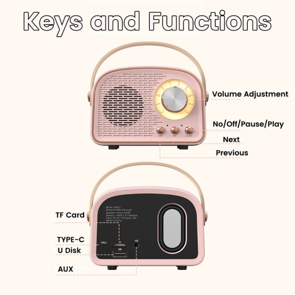 Mini Radio Bluetooth Høyttaler Grønn Green