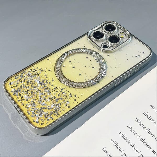 Magnetisk beskyttelsescover til iPhone 13 Pro, TPU+PC, glitter
