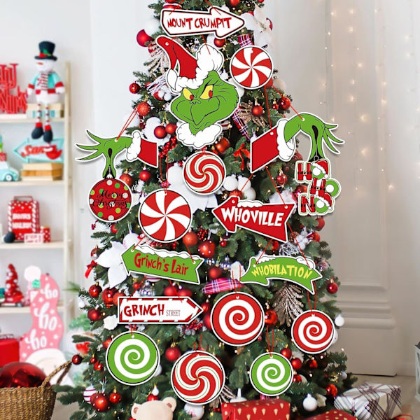 21 st julgranspynt - Pappkort med jultomte-motiv, hängande dekorationer för julgran, festtillbehör, hem, dörr, väggdekoration