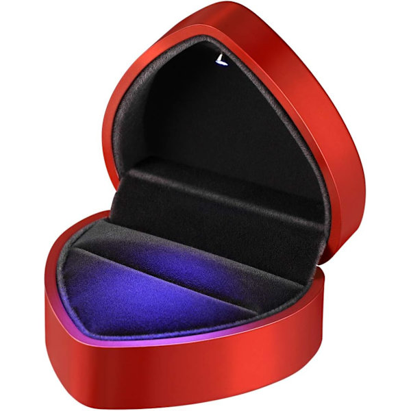 LED-ringbox i hjärtform, smyckespresentask, displayställ