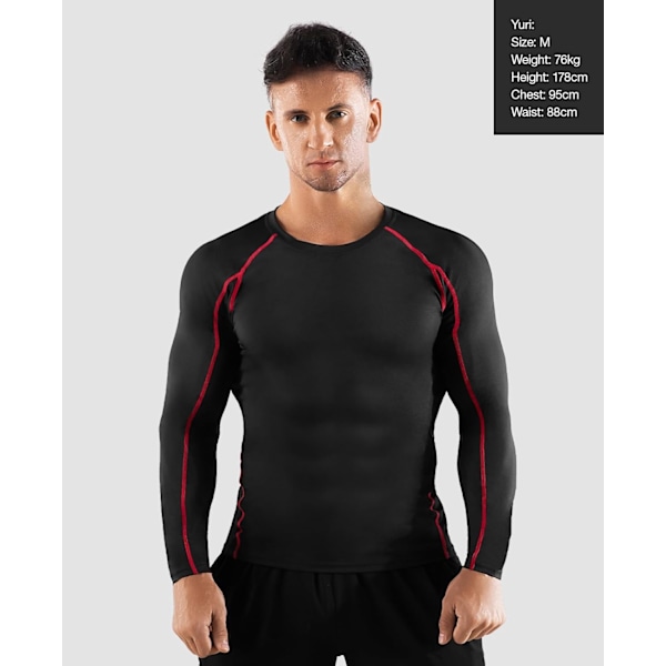 Pakke af Langærmede Løbetoppe til Mænd, Base Layer Kompressions Top T-Shirts, Hurtigtørrende Fugttransporterende Gym Atletisk Træning Workout Tee Shirts L Black+gray