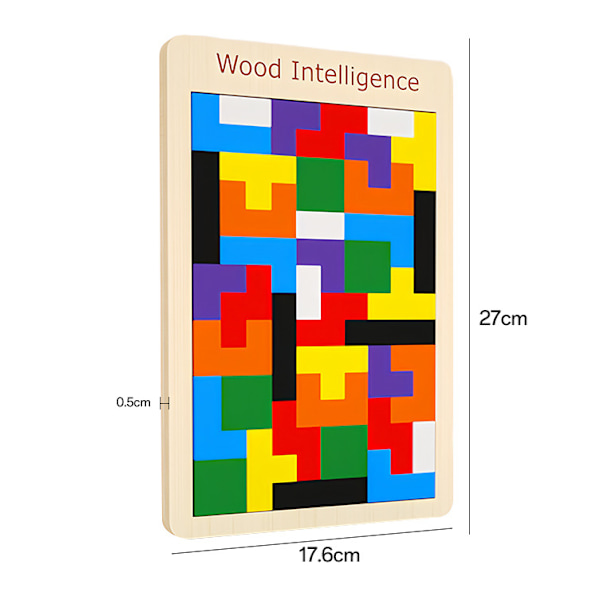 Tetris Pussel 3D Trä, Pusselspel med Färgglada Geometriska Block, Montessori Leksaker för Barn 3 4 5 År Gamla, Intelligens Hjärna Jigsaw