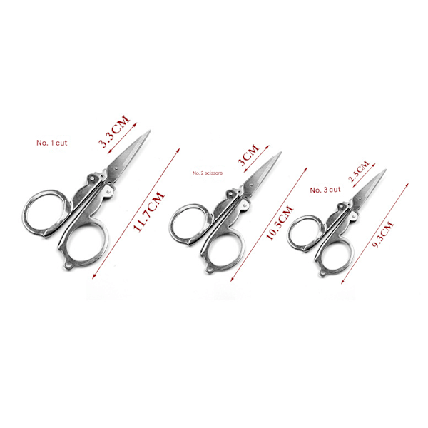 Foldbare saks, bærbare reisemultifunksjonelle saks i rustfritt stål, små saks 9.3cm