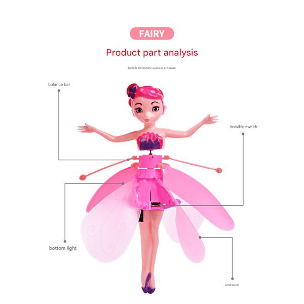 Flygande Sagoflicka Leksak Magiska Vingar Intelligent Sensorstyrning Barnleksak Flygande Prinsessdocka purple