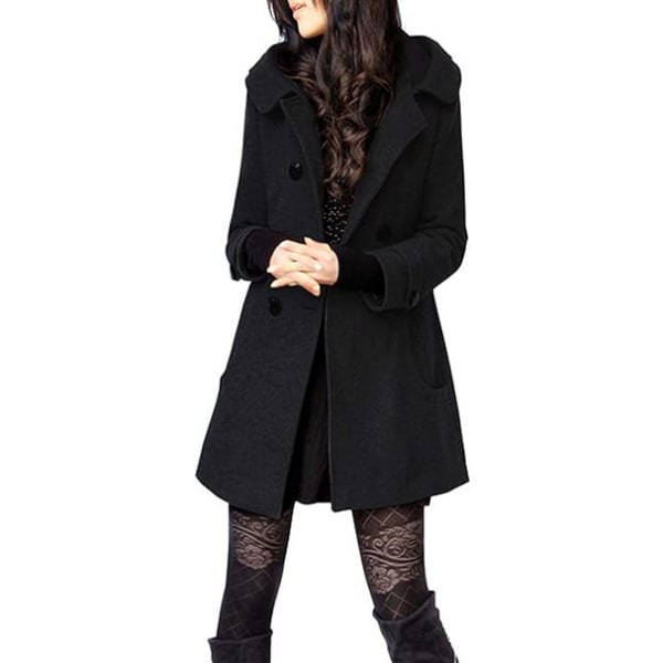 Sort damejakke Trench Coat vest Suit Lang frakke /S black S