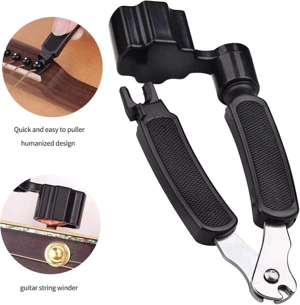 3 i 1 strengevinder sort guitarstrengevinder
