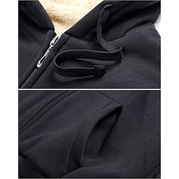 Dame Casual Vinter Varm Tyk Sherpa Fleece Jakke Fuld Lynlås Hættetrøje Sweatshirt til Kvinder...