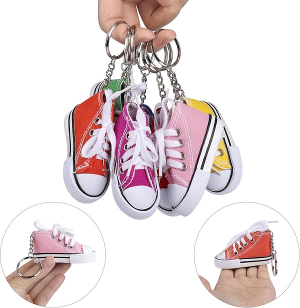 12 Nyckelringar, Mini Canvas, Sneaker Nyckelring Berlocker