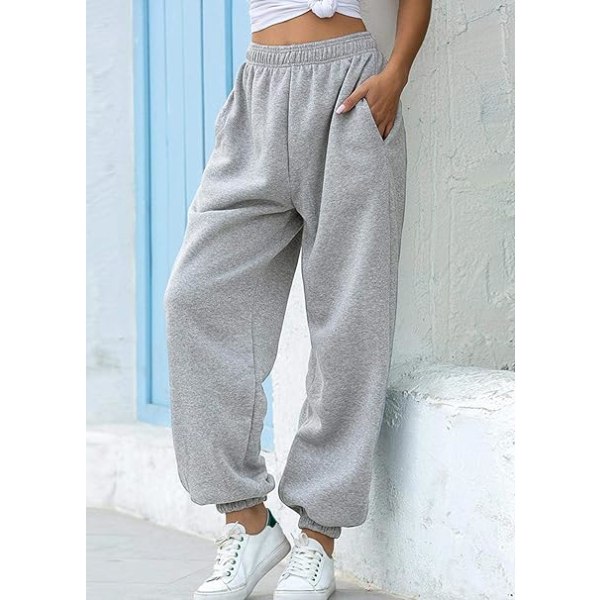 Joggingbukser i grå og fleece /XL for kvinner gray XL
